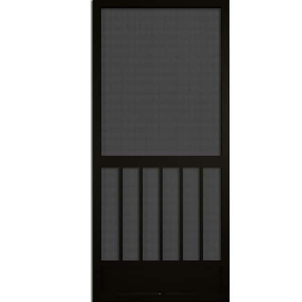 PCA 80 in. H x 32 in. W Black Universal/Reversible Swing Aluminum Hinged Screen Door