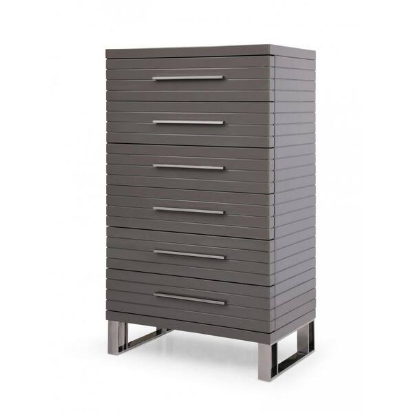 HomeRoots Valerie Gray 6 Drawers 29.5 in Chest of Drawers