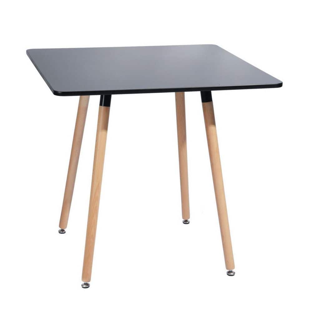 Black Wood 31.50 in. 4 Leg Base Dining Table Seats 4