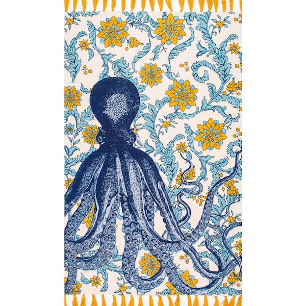 nuLOOM Thomas Paul Contemporary Floral Octopus Multi 4 ft. x 6 ft. Area Rug