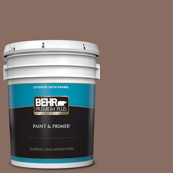 BEHR PREMIUM PLUS 5 gal. #N150-5 French Truffle Satin Enamel Exterior Paint & Primer