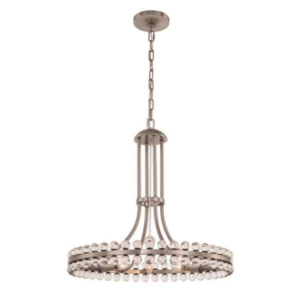 Elegant Brushed Nickel & Crystal 8-Light Chandelier