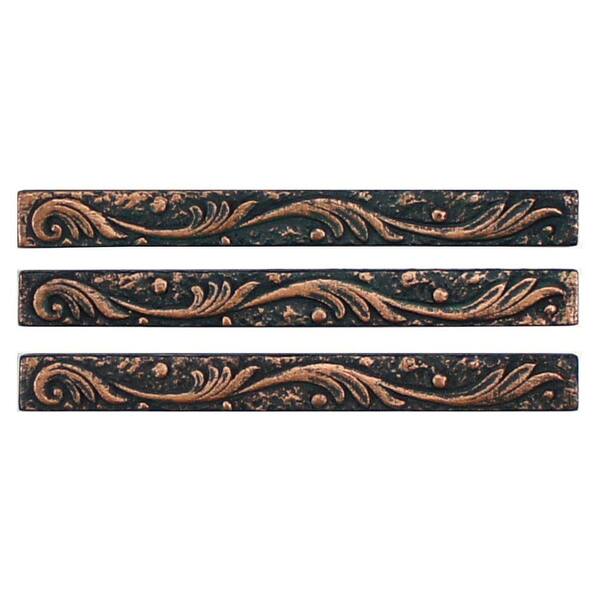 Merola Tile Baroque Copper Scroll Stick 5/8 in. x 6 in. Resin Wall Trim Tile (3- Pack)