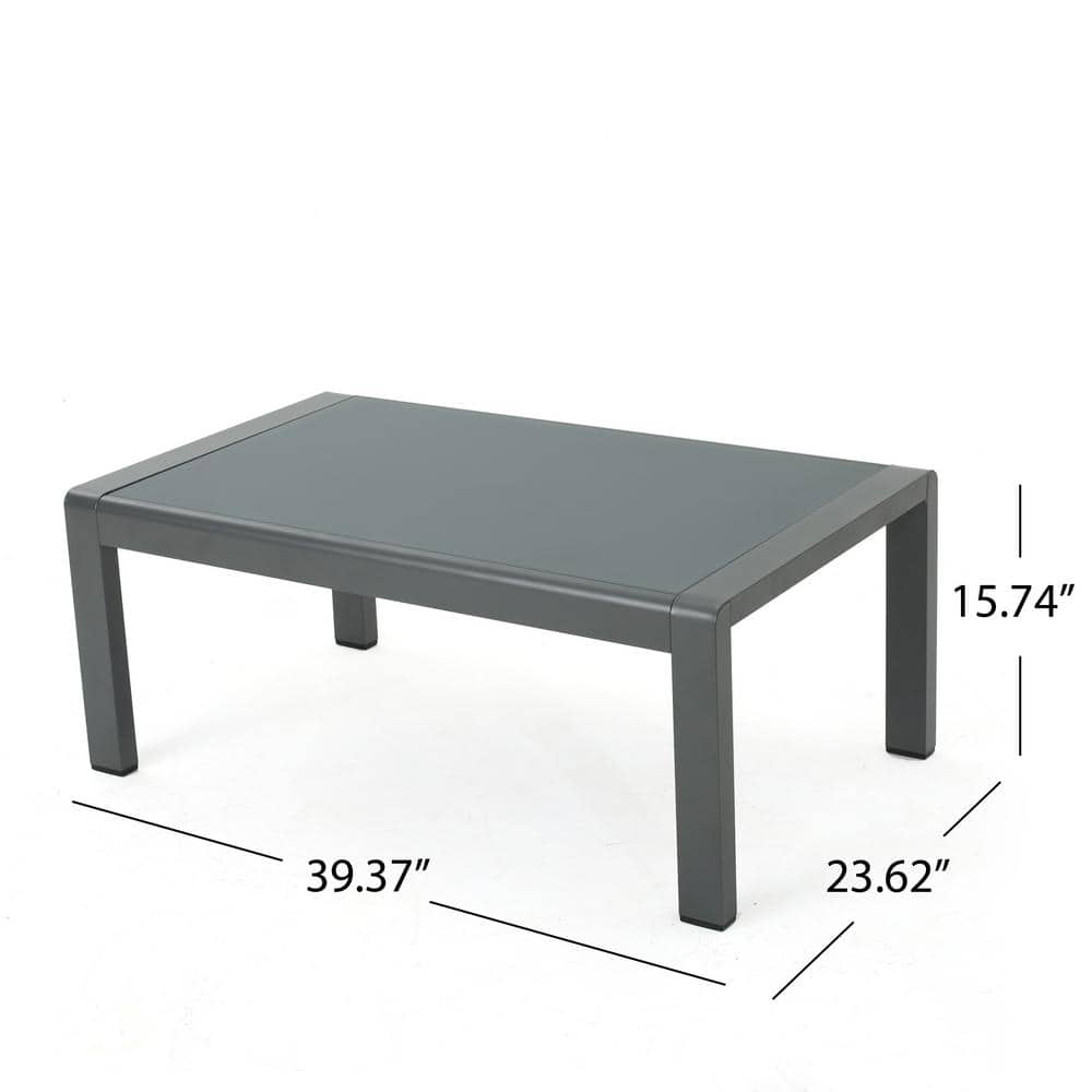Modern Dark Grey Aluminum 4-Piece Outdoor Sectional Sofa Set with Cushions