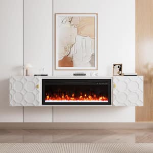 White 67 in. TV Stand Fits TV's up to 60 to 80 in. with 36 in. Electric Fireplace