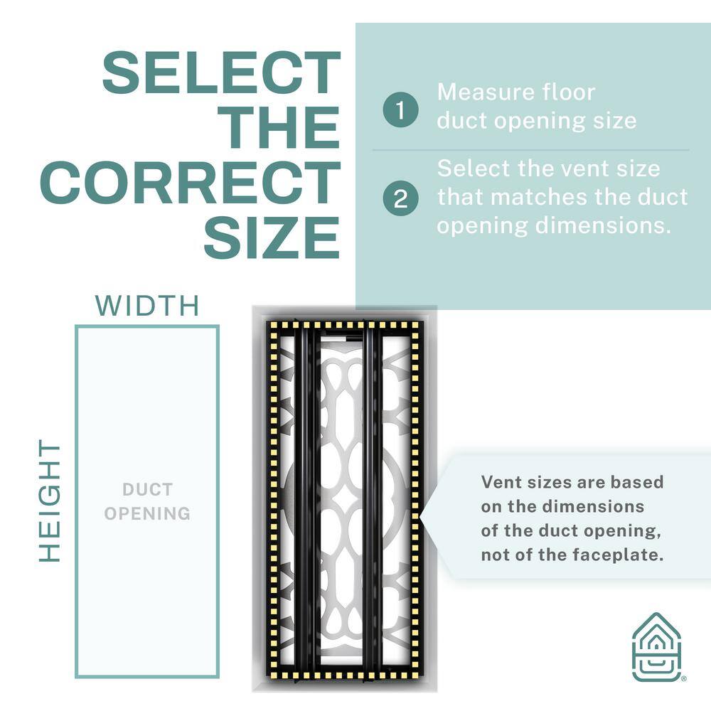 Victorian Scroll White Metal Floor Vent Register with Mesh Cover