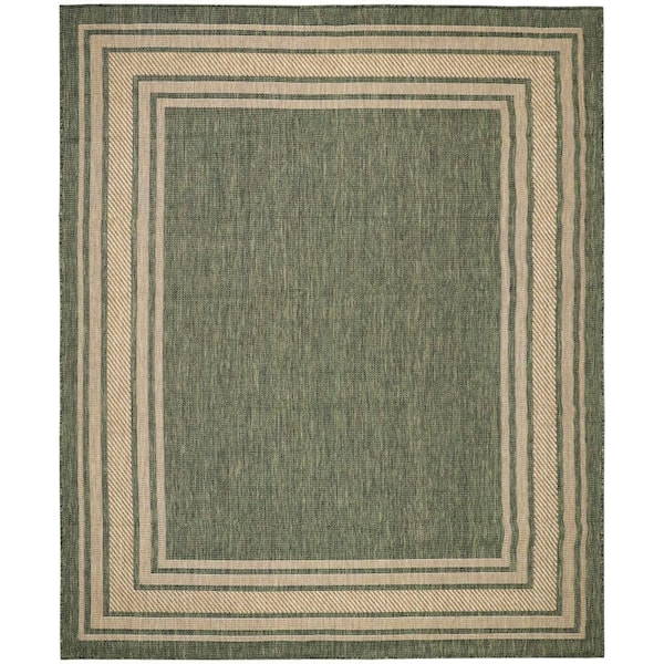 Nourison Horizon Indoor/Outdoor Green 9 ft. x 12 ft. Bordered Contemporary Area Rug