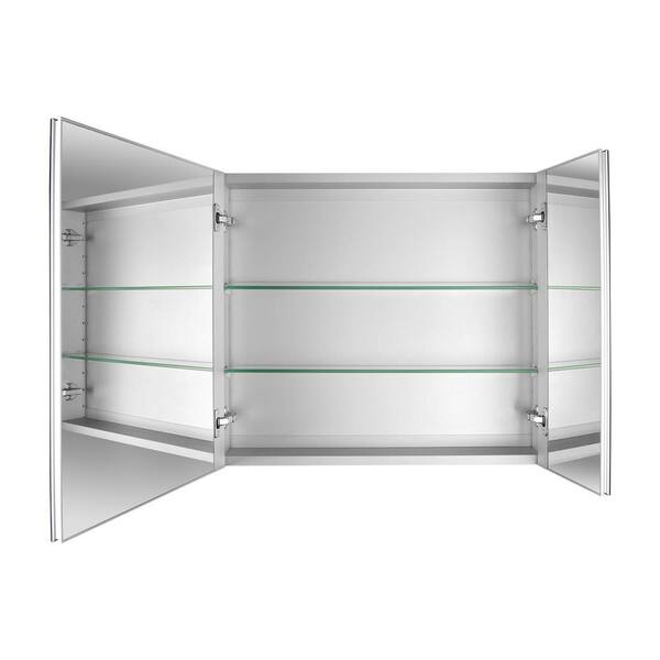 DEERVALLEY Rectangular Aluminum Frameless 30 in. W x 26 in. H Double-Door Surface Mount Bathroom Medicine Cabinet with Mirror