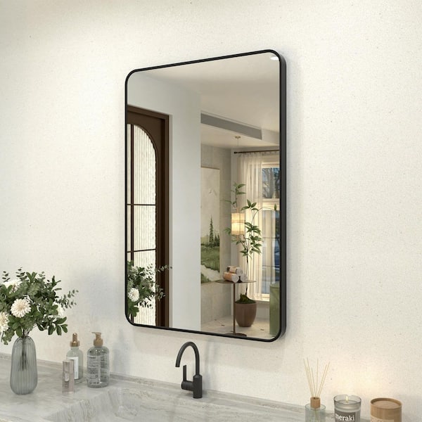 Kielo 24 in. W x 36 in. H Rectangular Framed Wall Bathroom Vanity Mirror in Matte Black