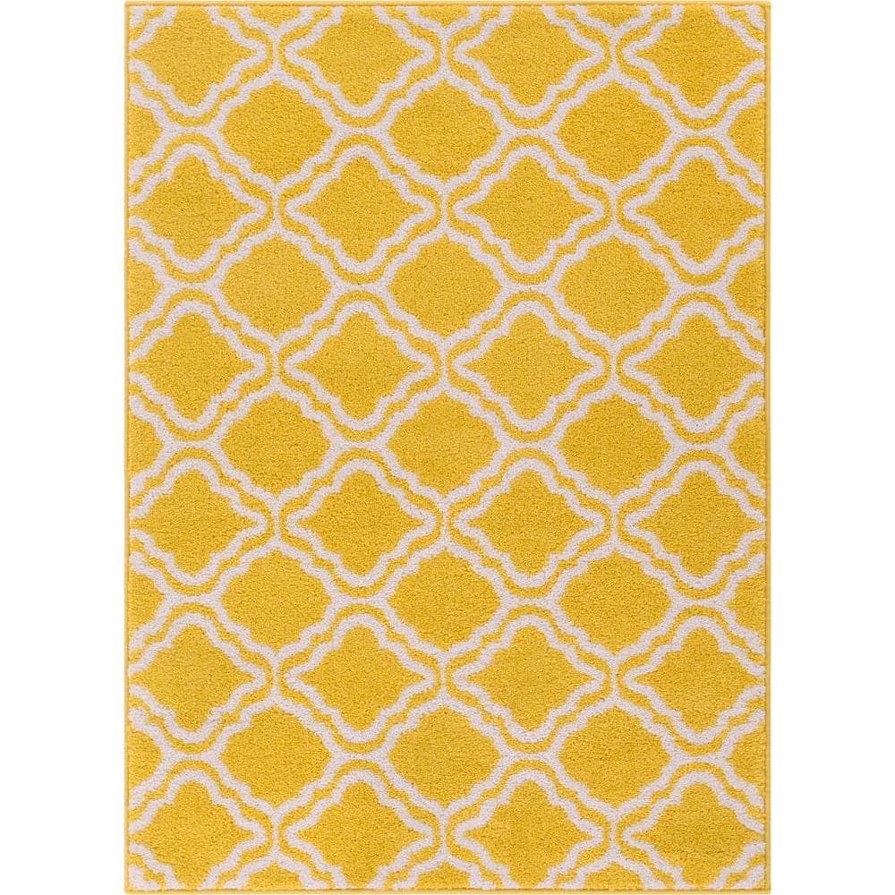 Well Woven StarBright Calipso Yellow 5 ft. x 7 ft. Kids Area Rug 09415
