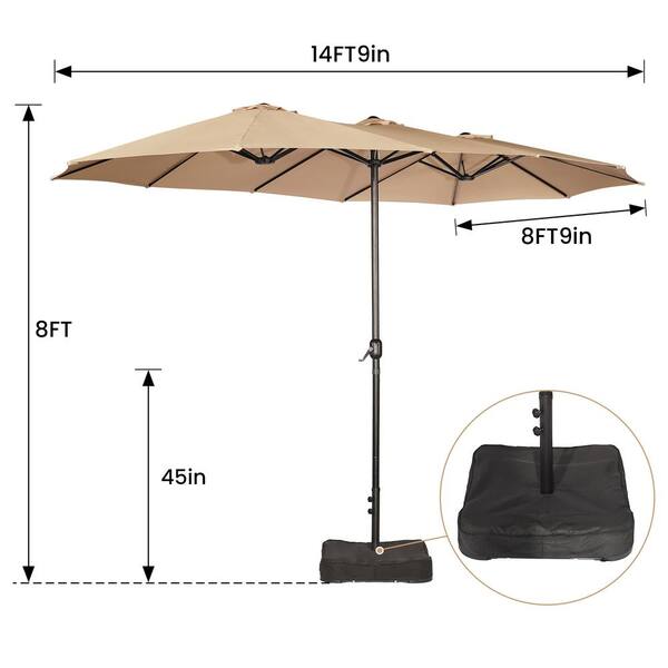 Sun-Ray 15 ft. Steel Triple Canopy Patio Umbrella in Taupe