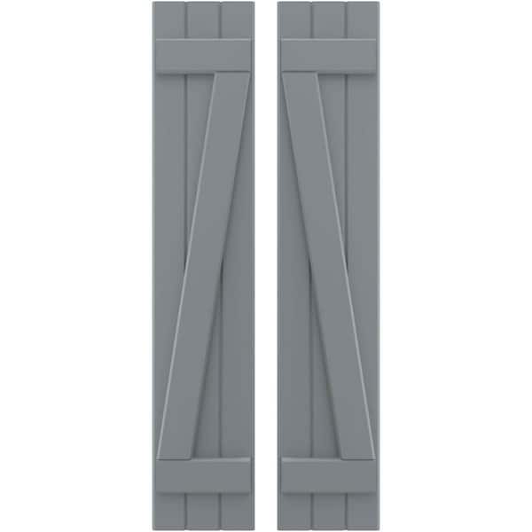 Ekena Millwork 10-1/2 in. W x 75 in. H Americraft 3-Board Exterior Real Wood Joined Board and Batten Shutters with Z-Bar in Ocean Swell