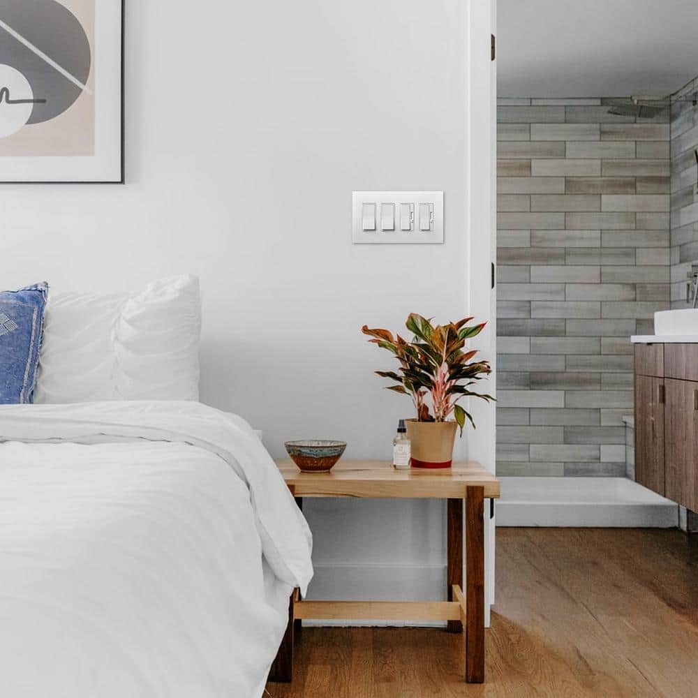 White Polycarbonate 4-Gang Screwless Wall Plate