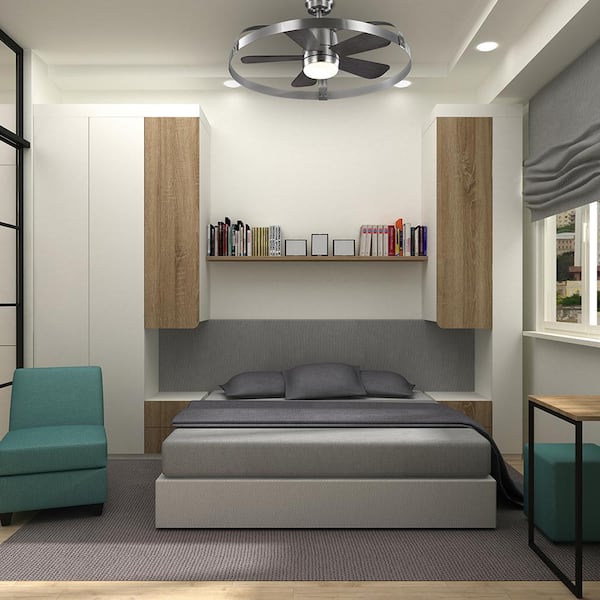 Harrington 36 in. White Color Changing Integrated LED Brushed Nickel Ceiling Fan with Light Kit and Remote Control