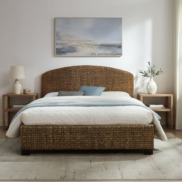 Edgewater Brown Seagrass Frame King Panel Bed