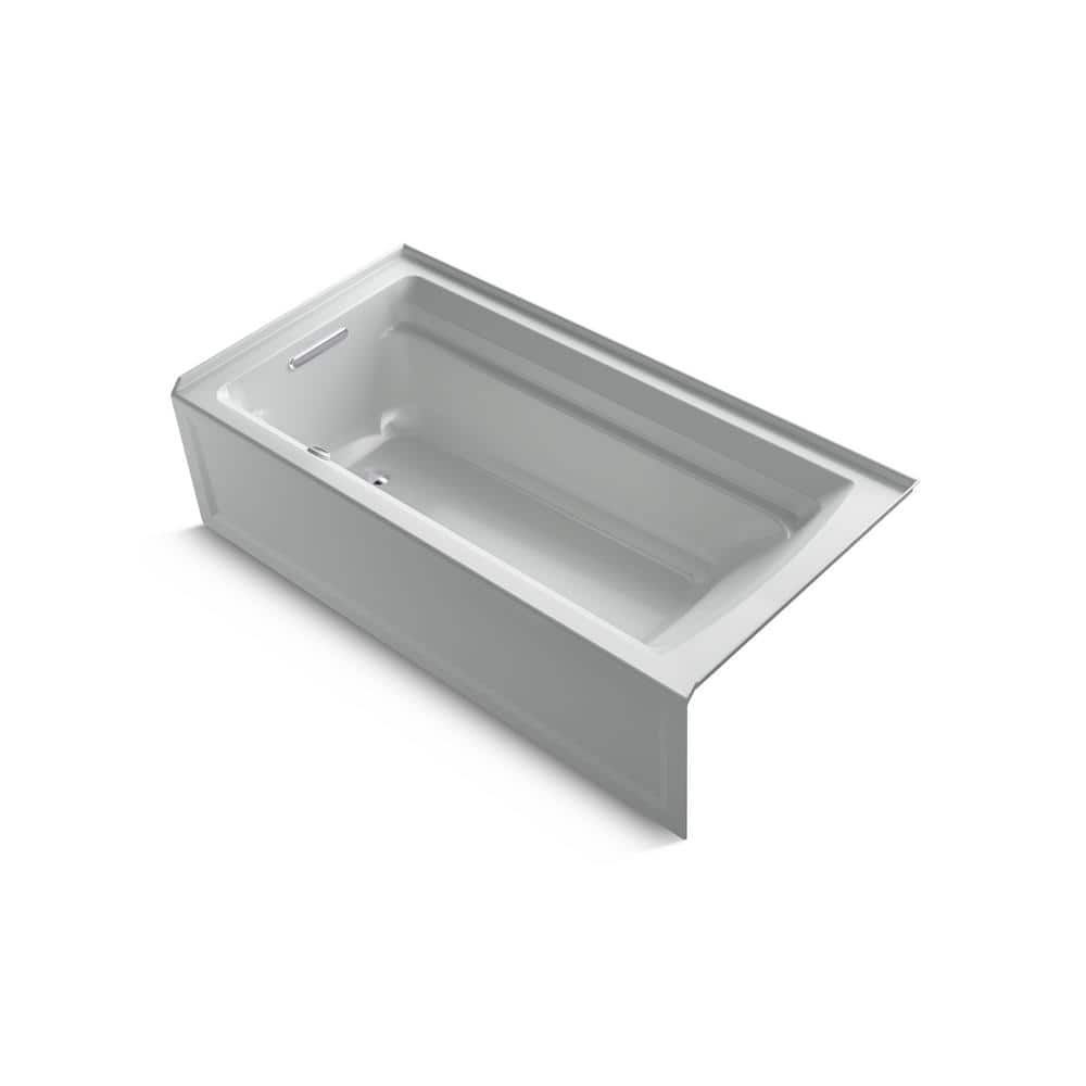 72" White Acrylic Alcove Soaking Bathtub with Left Drain