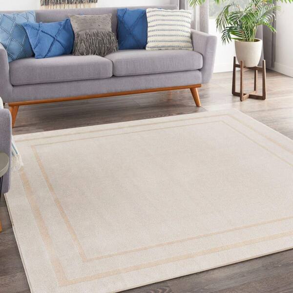 Essentials Ivory Gold 7 ft. x 7 ft. Solid Contemporary Square Area Rug