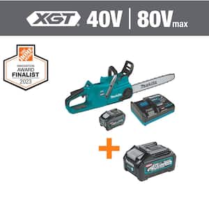 XGT 18 in. 40V max Brushless Electric Cordless Chainsaw Kit (5.0Ah) with bonus 40V Max XGT 4.0Ah Battery