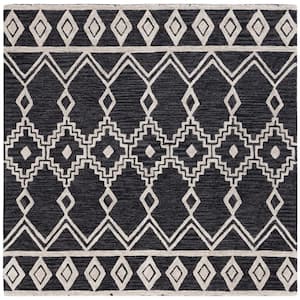 Abstract Black/Ivory 6 ft. x 6 ft. Chevron Tribal Square Area Rug