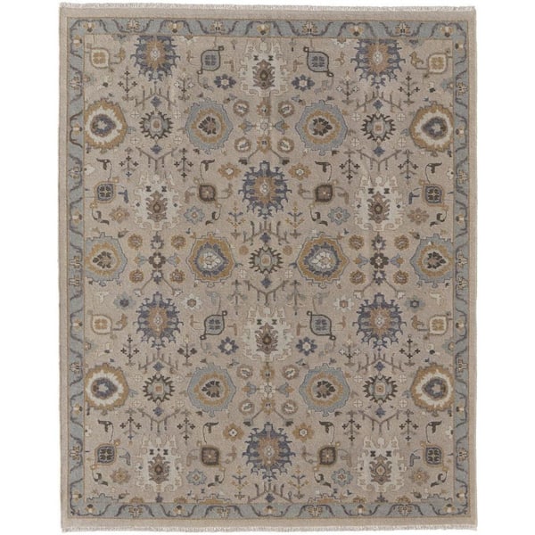2 ft. x 3 ft. Brown and Gray Wool Oriental Hand Knotted Area Rug with Fringe