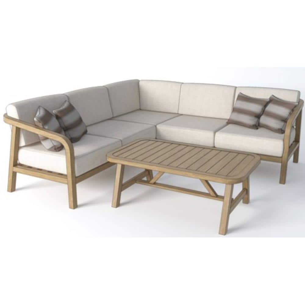 Hampton Bay Orleans Eucalyptus Outdoor Right and Left Bench Lounge with  Almond Cushions FRN-801960-S2-1 - The Home Depot