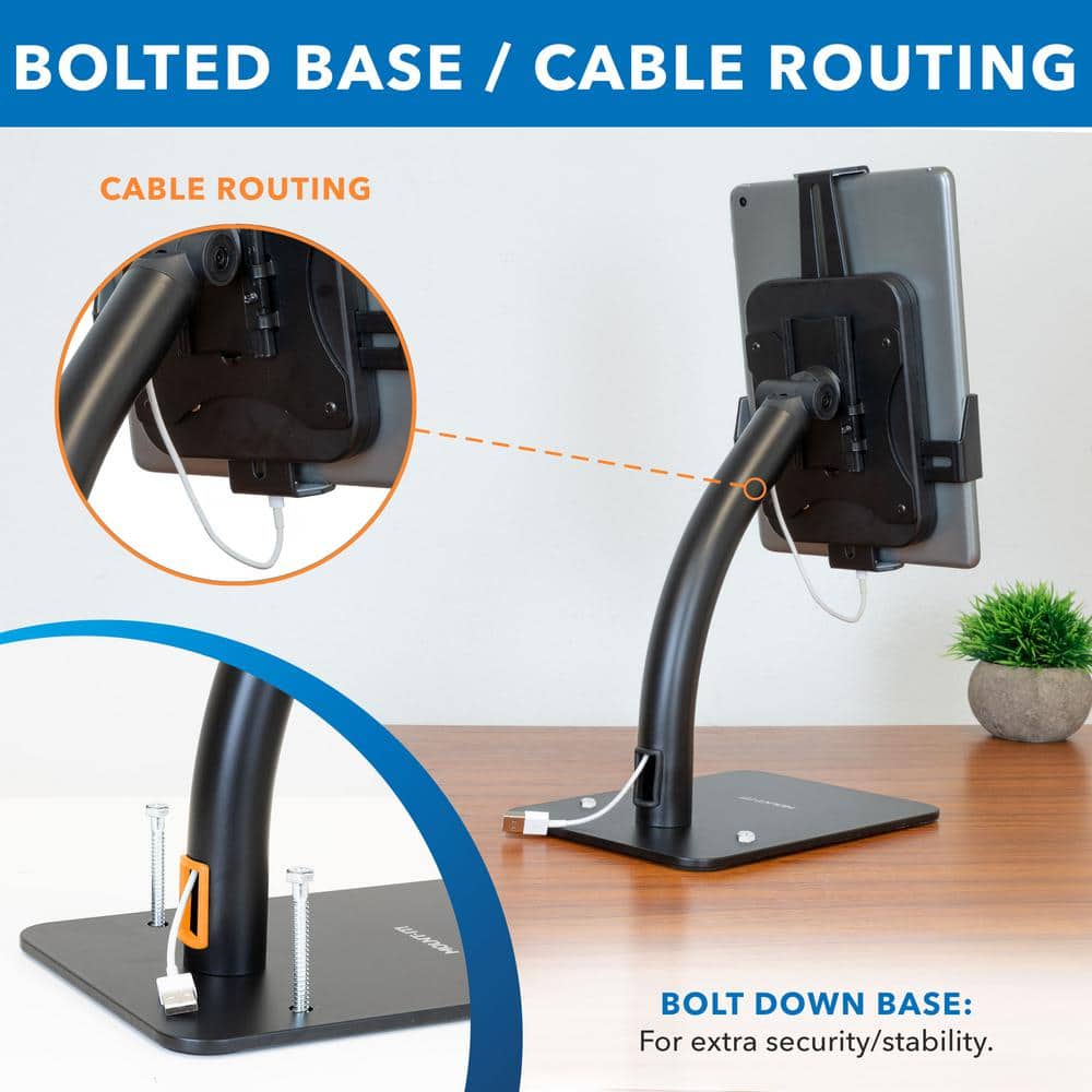 Black Adjustable Anti-Theft Tablet Countertop Kiosk Stand