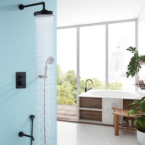 Double Handle 3-Spray Patterns Shower Faucet 1.8 GPM with Drip FreeTub Faucet in. Matte Black (Valve Included)