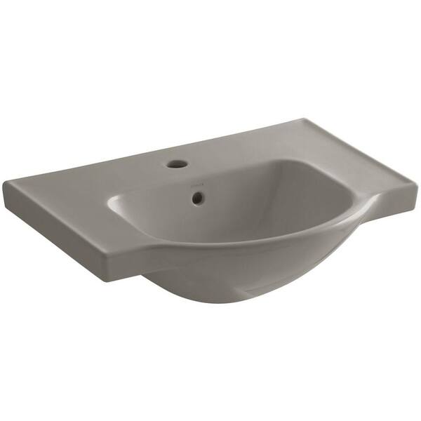KOHLER Veer 24 in. Vitreous China Pedestal Sink Basin in Cashmere with Overflow Drain