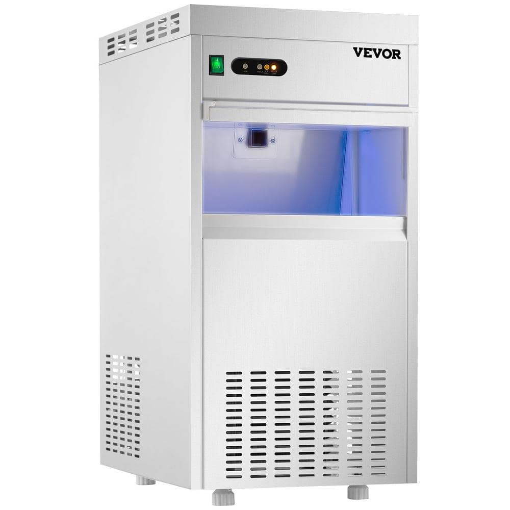 VEVOR 132 lb. Freestanding Commercial Snowflake Ice Maker ETL Approved Stainless Steel ConstructionOperation in Silver