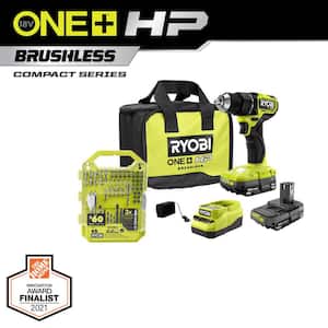 ONE+ HP 18V Brushless Cordless Compact 1/2 in. Drill/Driver Kit with (2) 1.5 Ah Batteries, Charger, Bag, & 65PC Bit Set