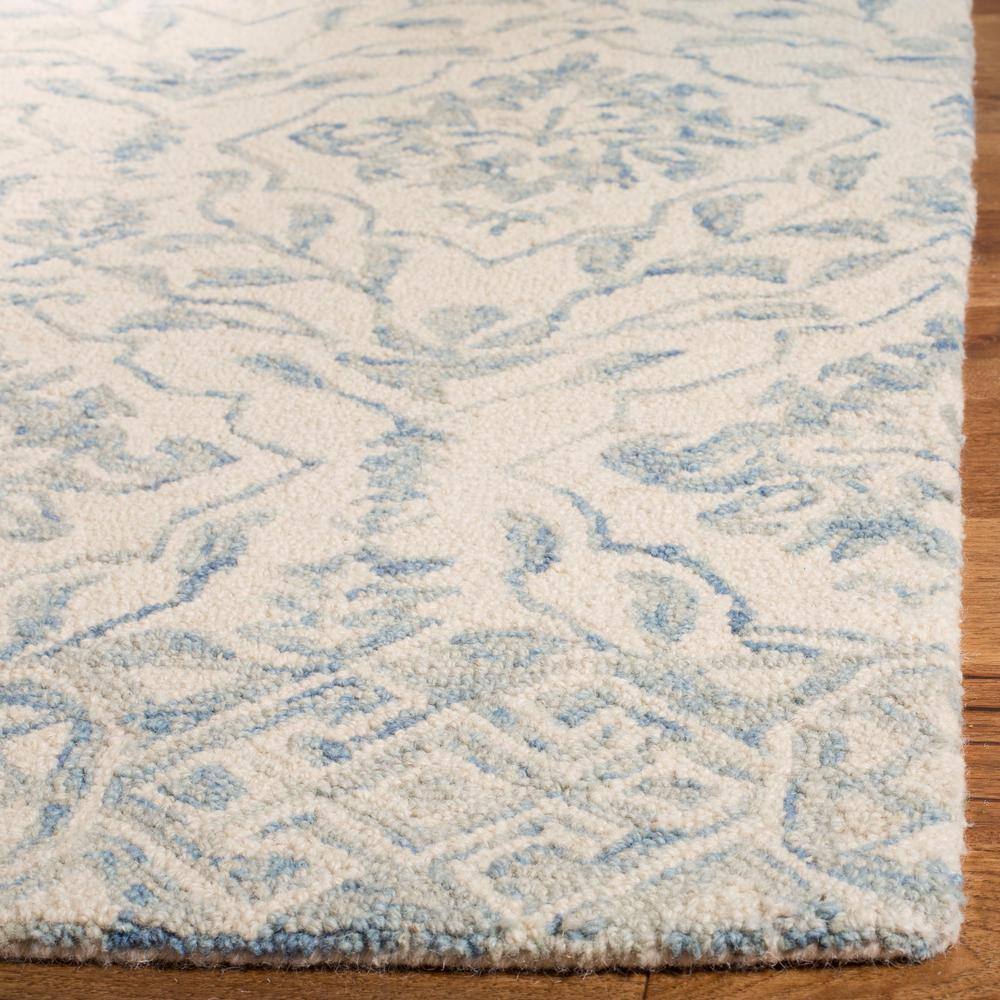 Handmade Light Blue and Ivory Tufted Wool Rug, 2'3" x 20'