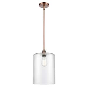 Cobbleskill 1-Light Antique Copper Shaded Pendant Light with Clear Glass Shade