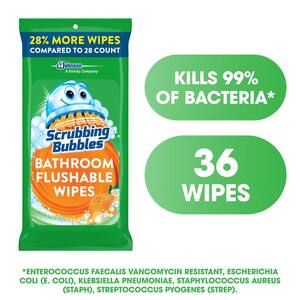 36-Count Antibacterial Bathroom Flushable Disinfecting Wipes