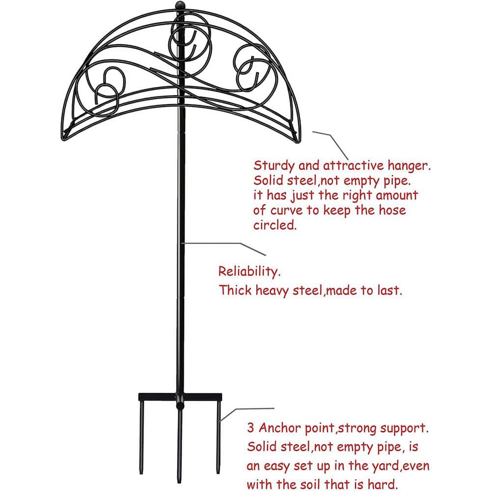 Black Heavy-Duty Metal Garden Hose Holder Stand