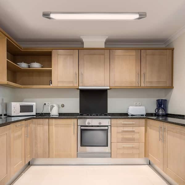 4-Pack 4 ft. Brushed Nickel Decorative End Caps 5250LM 75W Integrated LED Wraparound Light Adjustable CCT Night Light