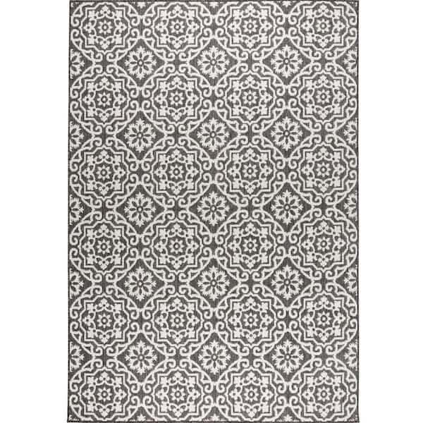 Nicole Miller Patio Country Danica Black/Grey 2 ft. x 3 ft. Geometric Indoor/Outdoor Area Rug