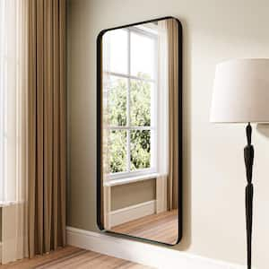 28 in. W x 60 in. H Rectangular Modern Wall Mount Mirror Black Aluminum Framed Full Length Mirror