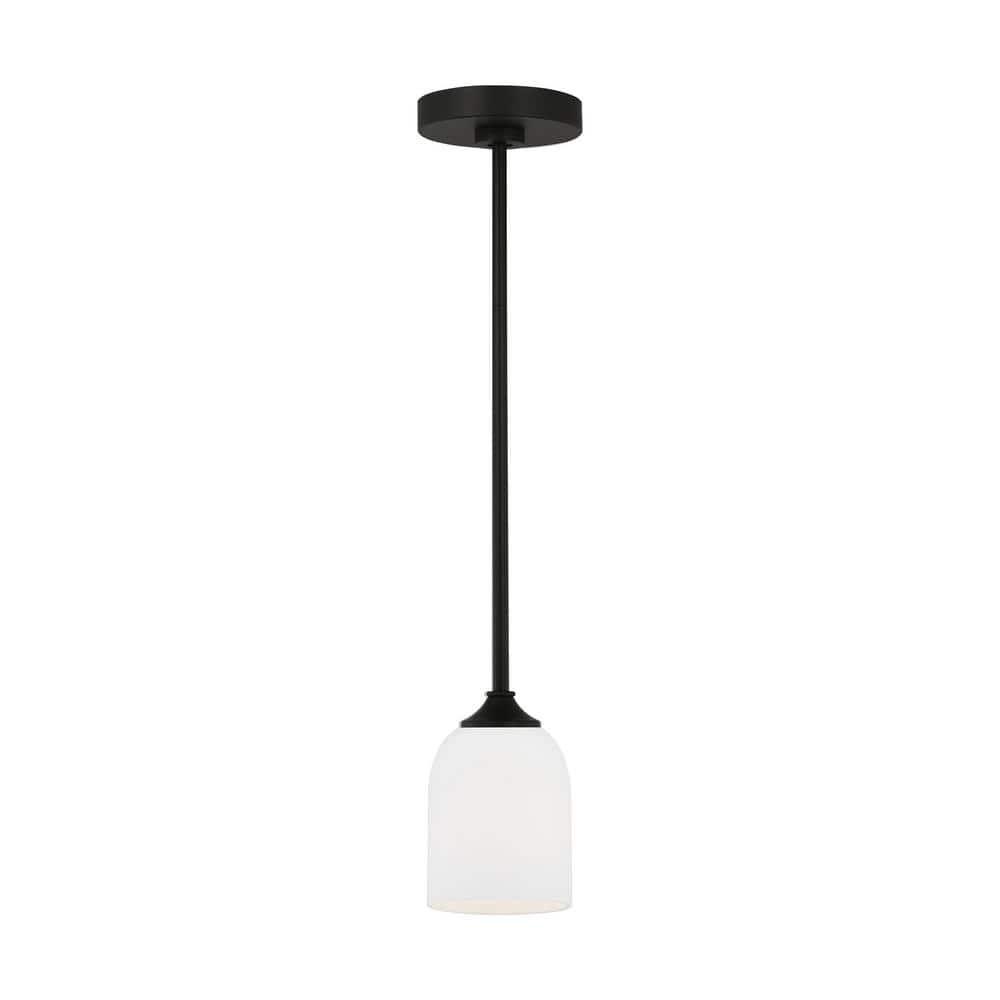 Emile 1-Light Midnight Black Mini Pendant Light with Etched White Glass Shade price history on PriceWatchPro