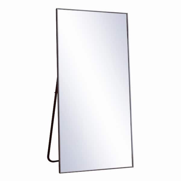 Black 34 in. W x 76 in. H Aluminum Frame Rectangle Dressing Mirror for Living Room Bedroom Floor Full Length Mirror