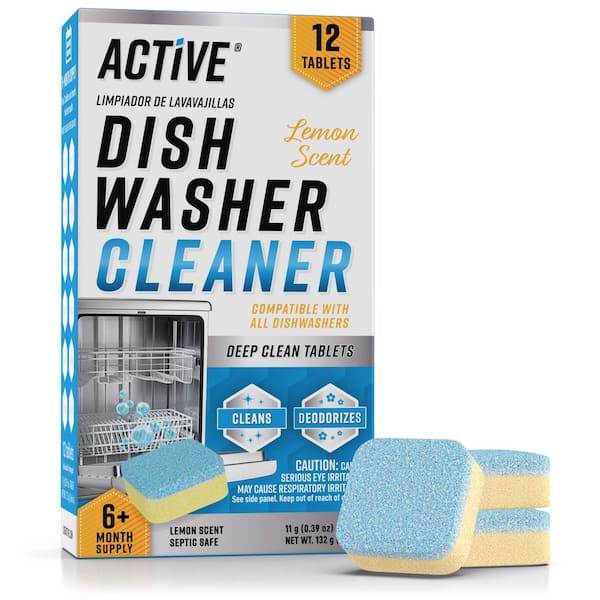 Dishwasher Cleaner 12 Tablets 4.7 oz. Lemon Scent Appliance Cleaner, Descaler, Deodorizer and Limescale Remover 12-Pack