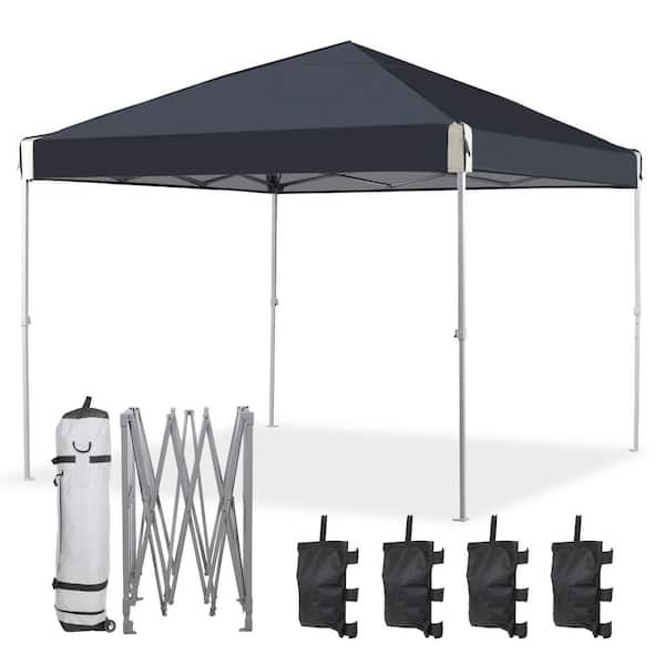 12 ft. x 12 ft. Black Pop-Up Canopy Tent with Roller Bag Portable Instant Shade Canopy for Outdoor Events