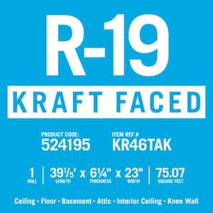 R-19 EcoRoll Kraft Faced Fiberglass Insulation Roll 6-1/4 in. x 23 in. x 39.16 ft.