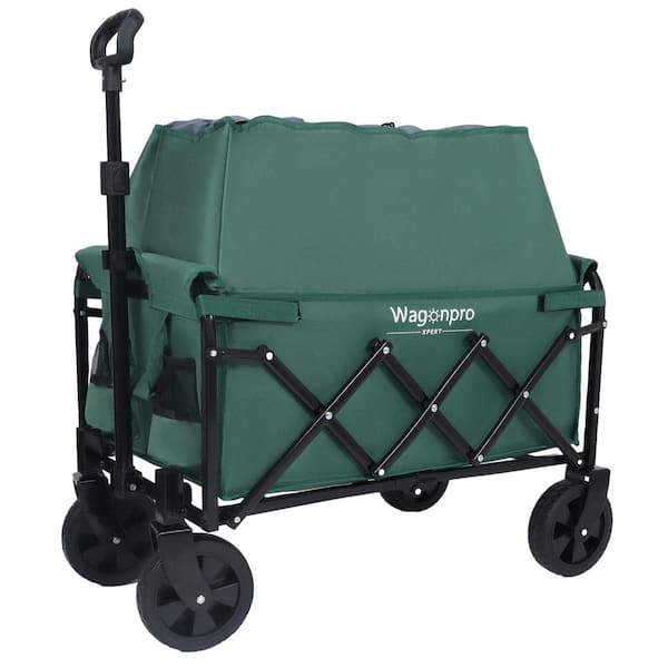 11.8 cu. ft. Green Fabric Garden Cart, Expandable Folding Wagon Supports 225 lbs. for Camping, Shopping, Fishing