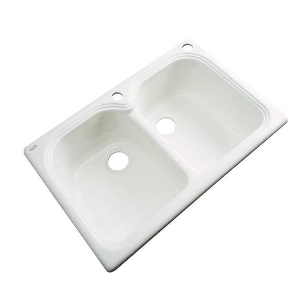 Thermocast Hartford Drop-In Acrylic 33 in. 2-Hole Double Bowl Kitchen Sink in Biscuit