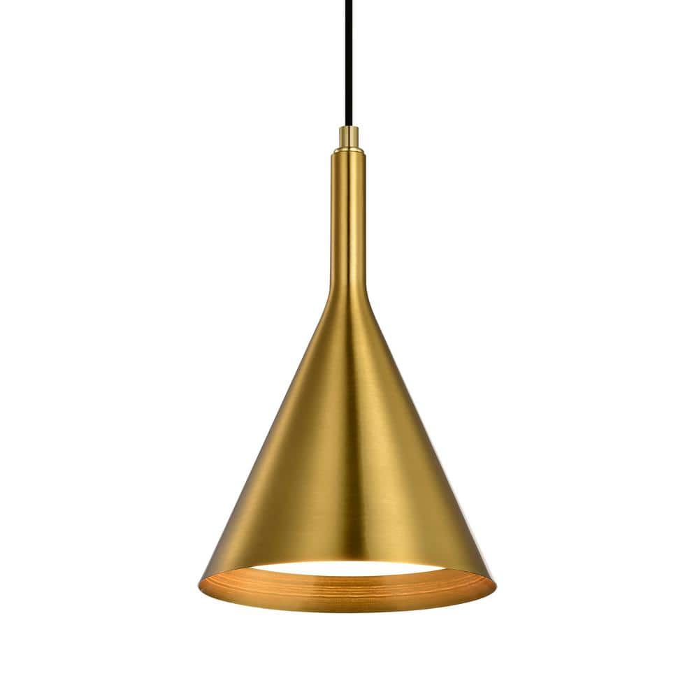 Edvivi Carson 1-Light Gold Metal Cone Hanging Kitchen Pendant Light ...