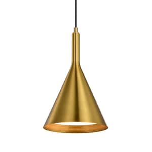 Carson 1-Light Gold Metal Cone Hanging Kitchen Pendant Light