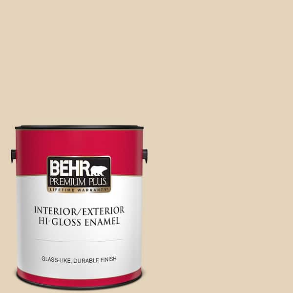 BEHR PREMIUM PLUS 1 gal. #BXC-50 Stucco White Hi-Gloss Enamel Interior/Exterior Paint