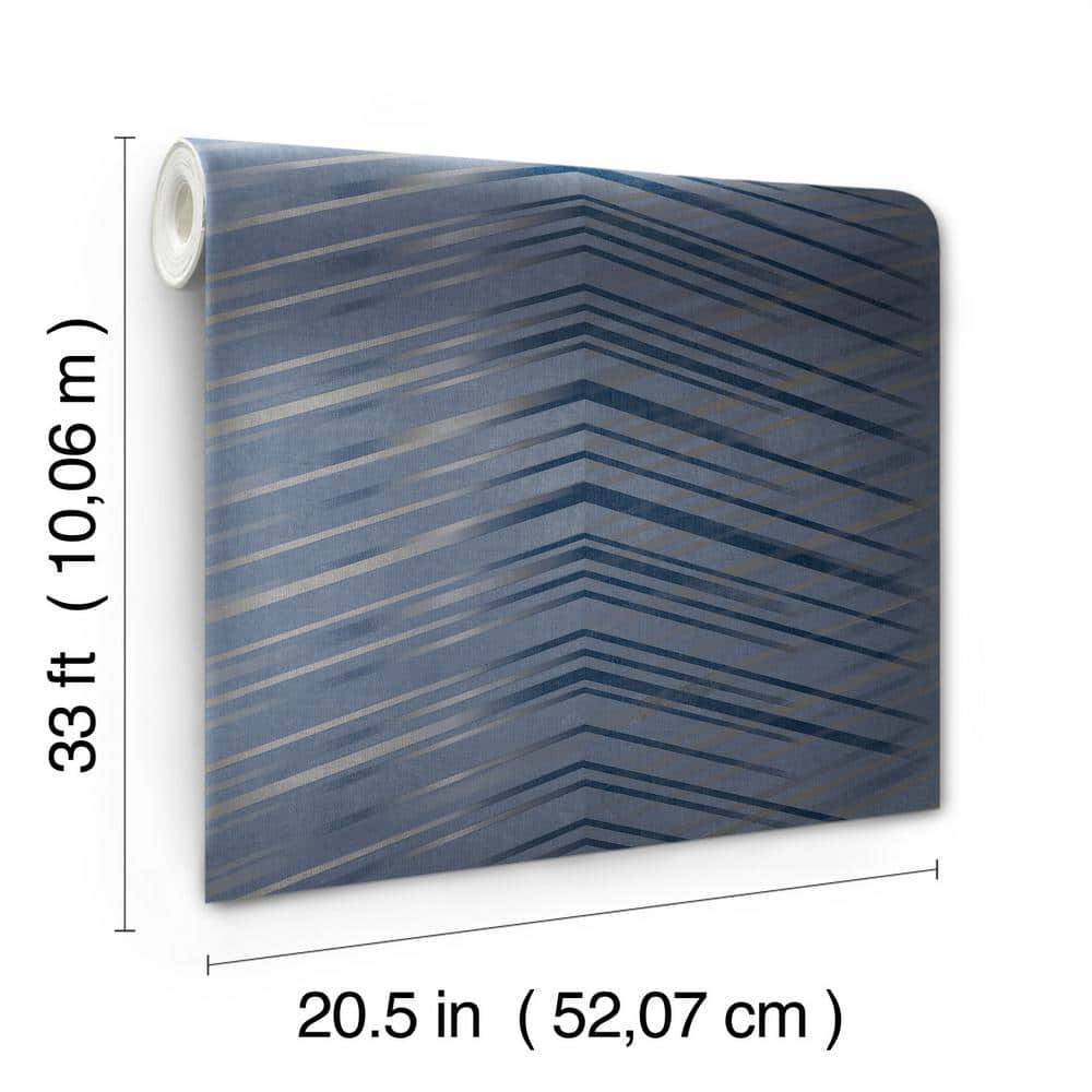 Navy Chevron Non-Pasted Washable Wallpaper Roll