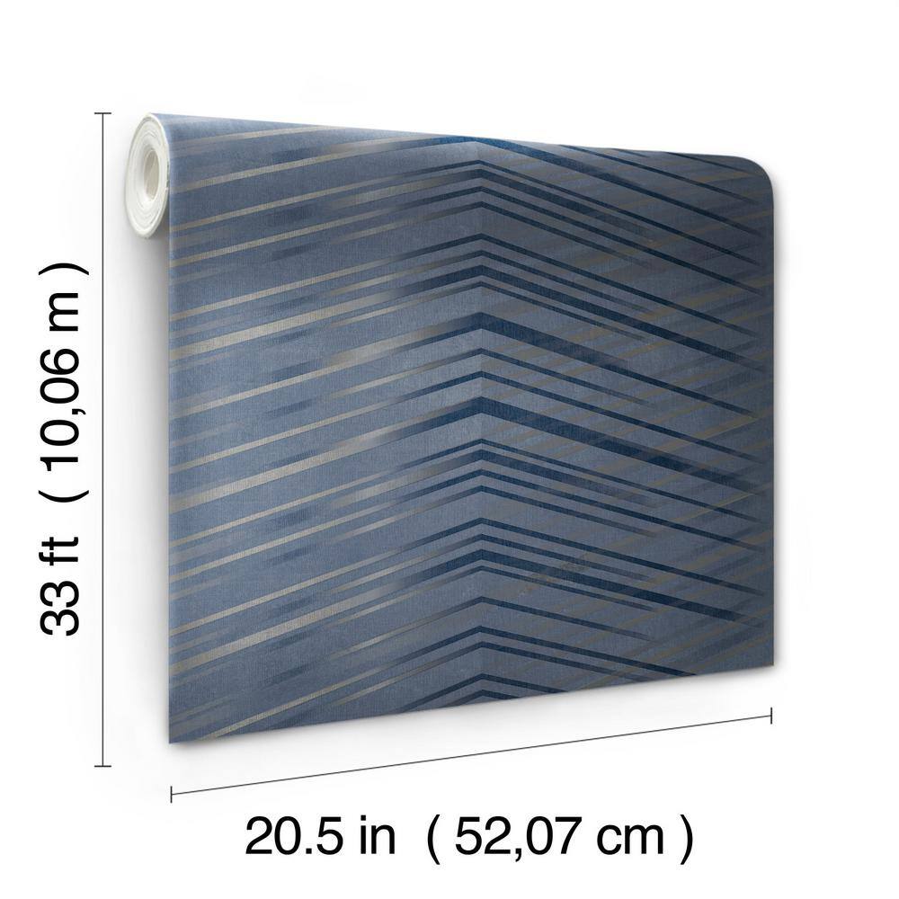 Navy Chevron Non-Pasted Washable Wallpaper Roll