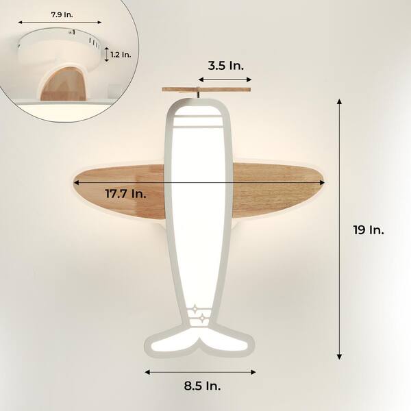 TOZING 19 in. Modern Cartoon Plane Shade Art Deco Dimmable